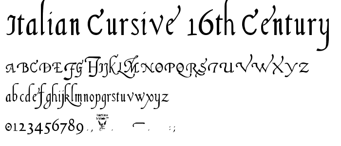 Italian Cursive, 16th Century font